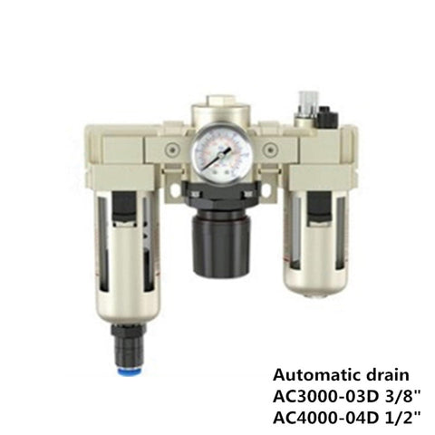 Modular F.R.L. Units With Solenoid Valves And Pressure Regulating Valve For Pneumatic Systems AF2000-02D, showing front view with gauge.