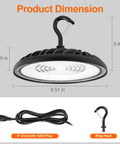 UFO LED High Bay Light 100W For Warehouses And Workshops, 11,000 Lumens, 5000K Daylight, 120V Plug And Play Shop Light With 6 Ft Cord, UL Listed