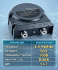 Heavy Duty 1000W 3 In 1 Shortwave Common Mode Filter For Outdoor Ham Radio Waterproof 1.8 To 54 MHz RF Choke Specs Display
