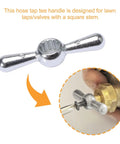 Broach Sillcock Tee Hose Bibb Replacement Handle Set 2 Pack for outdoor faucets installation detail, silver handle close-up