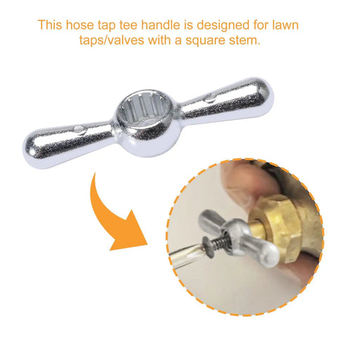 Broach Sillcock Tee Hose Bibb Replacement Handle Set 2 Pack for outdoor faucets installation detail, silver handle close-up