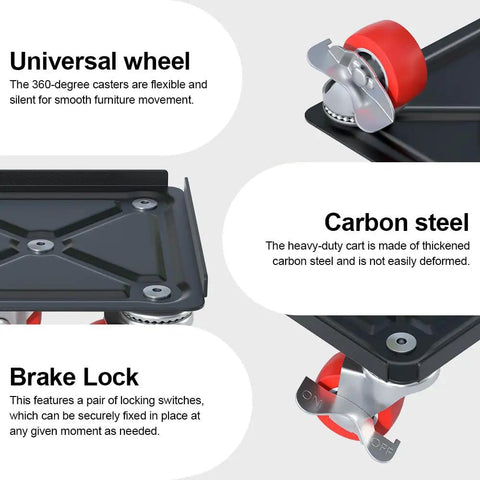 Heavy Duty 3000 Lb Furniture Dolly With Five Wheel Design 360 Degree Swivel Casters And Handle For Moving Pianos Sofas Cabinets