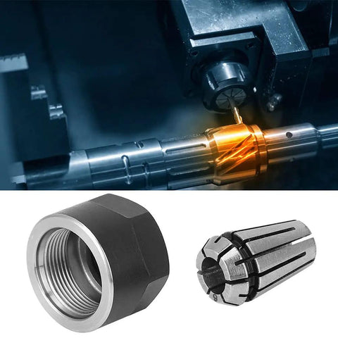 Premium ER11 Chuck Collet Set with High Clamping Nuts For CNC Milling And Engraving Machine Made From Tough Spring Steel on machine.