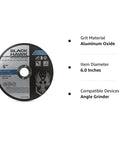 Black Hawk 6-inch aluminum oxide metal cut-off wheel for angle grinders, 0.045 in thick, 7/8 in arbor, 25-pack