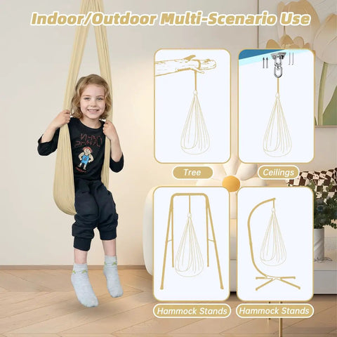 Kid Friendly Sensory Swing For Indoor And Outdoor Use 300 Lb Weight Capacity Hanging Therapy Swing With 360 Degree Swivel