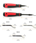 Super Easy Reach Extension Deburring Tool With 16 HSS Swivel Blades For Deep Pipe And Hard-To-Get-To Edges, dimensions and details of tool heads