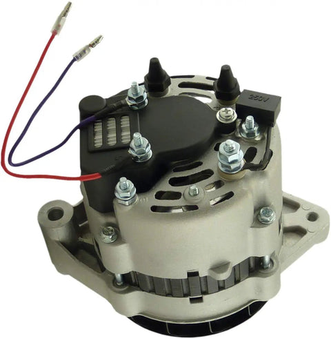 SAE J1171 Marine Certified Alternator For Cummins Mercruiser Mando Marine Engines With 6 Groove Serpentine Pulley Fits 2.8L To 8.2L 1996 Through 2005 Boat Ready Power Fully Load Tested One Year Warranty showing top view with wiring