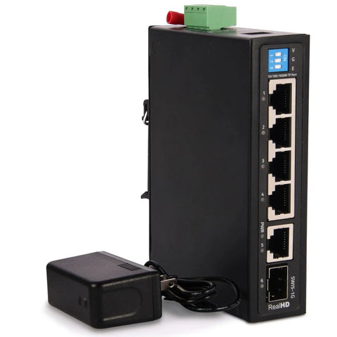 Rugged 4 Port Gigabit Industrial Ethernet Switch With 1 SFP Uplink And 1 RJ45 Port Din Rail And Wall Mountable 12 Gbps Switching Capacity