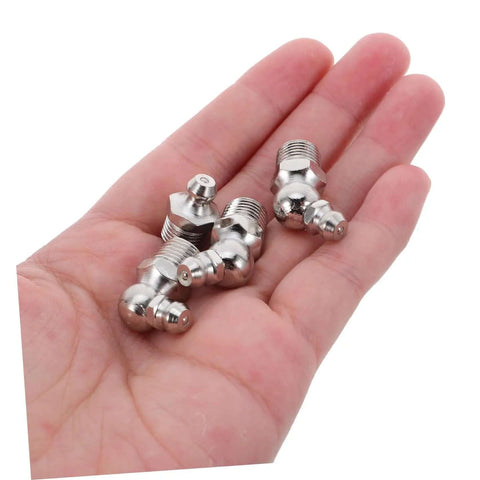 Upgrade Your Rig With This Badass 30 Piece Stainless Steel Zerk Fitting Kit Heavy Duty Grease Nipples Perfect For Auto Farm And Industrial Maches Keeping Things lubed Up Is A Total Breeze., stainless steel grease fittings in hand