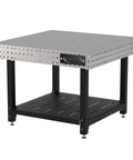 Pro Shop Quality Welding Fixture Table Built Like A Tank With Precision Laser Cut Holes 48X48 Inch Steel Workbench with adjustable levelers.