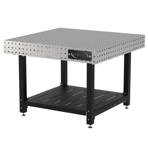 Pro Shop Quality Welding Fixture Table Built Like A Tank With Precision Laser Cut Holes 48X48 Inch Steel Workbench with adjustable levelers.