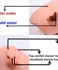UMJIGF Shower System, Bathroom Brass 10-12 Inch Ceiling Mount Rainfall Shower Faucet System with 6 Pcs Body Sprays Jets Mixer Set, Brushed Rose Gold luxury controls for hot and cold water.