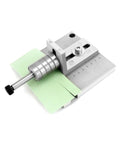 Front view of Beefy Leather Strap Cutter With 7075 Aluminum Alloy Plate, Rugged Belt Cutting Machine, shown cutting leather