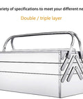 Side view of Metal Cantilever Tool Box With Five Trays And Three Layer Folding Design In Stainless Steel For Auto Maintenance Organizer