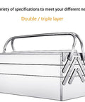 Built Tough Heavy Duty Stainless Steel Tool Chest With Three Layers And Five Deep Trays Portable Metal Toolbox Featuring Cantilever Support Carry Handles