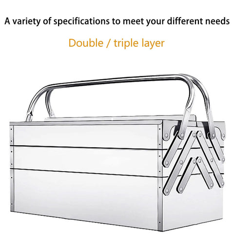 Built Tough Heavy Duty Stainless Steel Tool Chest With Three Layers And Five Deep Trays Portable Metal Toolbox Featuring Cantilever Support Carry Handles
