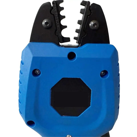 Top Tier Lightweight 12V Electric Cold Crimping Tool Ga-50Km close-up view showing the crimping jaws and ergonomic design features.