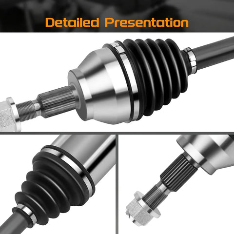 Front CV Axle Shaft Assembly For Ford Escape 2013 To 2019 1.5L 1.6L 2.0L FWD And Lincoln MKZ 2013 2.0L Turbo FWD Front Driver And Passenger Sides Pair Set, close-up boot and spline detail