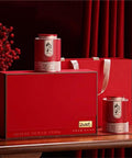 Retro Ceramic Sealed Jar Double Set Airtight Spice And Tea Storage Containers Kitchen Pantry Organizer For Coffee Beans And Herbs Real Deal Kit displayed with red gift box.