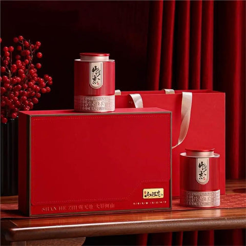Retro Ceramic Sealed Jar Double Set Airtight Spice And Tea Storage Containers Kitchen Pantry Organizer For Coffee Beans And Herbs Real Deal Kit displayed with red gift box.
