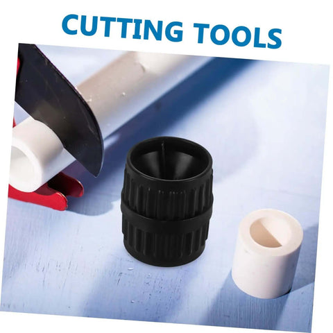 Two Pack Tubing Reamer For Water Pipes Deburring Tool Set next to piping, ideal for Copper PVC pipe quick burr removal.