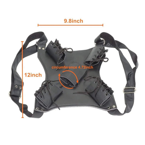 Lightweight PU Sword Carry Bag With Back Strap Waistband For Ninja Cosplay Dual Sword Holder Adjustable Straps Fits Most Bushido Swords Anime Costume Accessory Gear For Easy Wear And Secure Carry, dimensions 12x9.8 inches