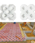 Reusable Plastic Grass Paver Molds With Five Hole Design For Concrete Pavers For Grass Driveways Walkways Parking And Landscaping Edging Made Of Durable ABS For DIY Friendly Reuse on display in installation.