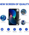 iPhone 11 Screen Replacement Kit 6.1 Inch LCD Digitizer Assembly with 3D Touch tools and tempered glass, front view.