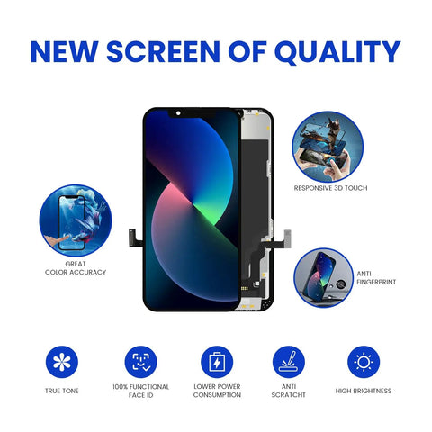 iPhone 11 Screen Replacement Kit 6.1 Inch LCD Digitizer Assembly with 3D Touch tools and tempered glass, front view.