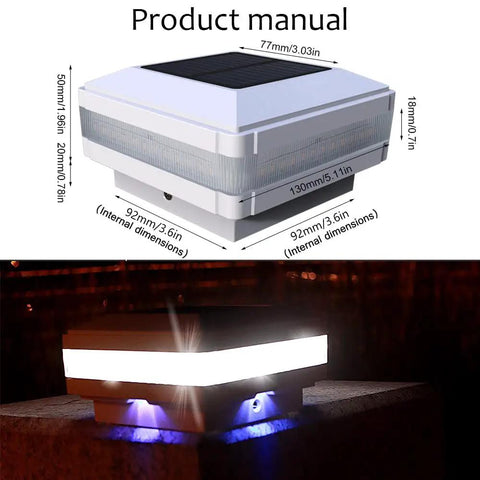 4x4 Solar Post Cap Light No Hassle Easy Install With 52 LEDs, 160 Lumen Outdoor Deck Lights For 3.5x3.5 Posts, IP65 Waterproof