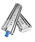 Heavy Duty Drawer Slides With Secure Locking Feature Full Extension Ball Bearing Rails close up showing steel construction and locking mechanism