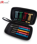 Pro Grade Deutsch Pin Extractor Tool Kit For DT DTM DTP Connectors, 13 Piece Terminal Removal Set in an open storage bag