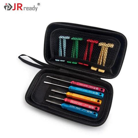Pro Grade Deutsch Pin Extractor Tool Kit For DT DTM DTP Connectors, 13 Piece Terminal Removal Set in an open storage bag