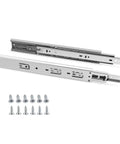 20 Inch Full Extension Drawer Slides With Soft Close Ball Bearing Side Mount Zinc Plated Steel 78 Lb Load Capacity Each Rugged Heavy Duty Cabinet Hardware 10 Pair Pack with screws