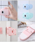 Bear Shaped Kidproof Safety Locks For Cabinets And Drawers With Double Button Release, ABS Material in pink, blue, and green