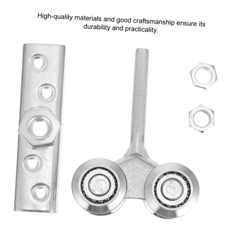 Heavy Duty Sliding Door Roller Kit With Galvanized Track Pulley, 500Kg Load Capacity, shown with track and nuts