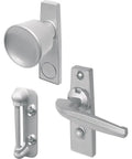 Tulip Knob Latch With Night Lock And Keeper Aluminum Finish, easy install for outswing storm or screen doors, durable aluminum