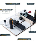 Heavy Duty 24 Inch Router Table Fence System With Rail Coping Sled features toggle clamp, fixed fence, and acrylic guide.