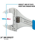 Slim Jaw Adjustable Wrench 8 Inch With Extra Wide Mouth And Precise Grip For Tight Spots Code Blue Finish close-up