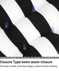All Weather Wicker Chair Cushions Set Of 2 For Indoor Outdoor Use 19 By 19 Inches Black And White Water Repellent Fabric with sewn seam closure