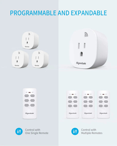 Wireless Remote Outlet Kit For Home Electronics And Lamps Expandable Light Switch System With 3 Outlets And Remote Up To 100 Ft Range