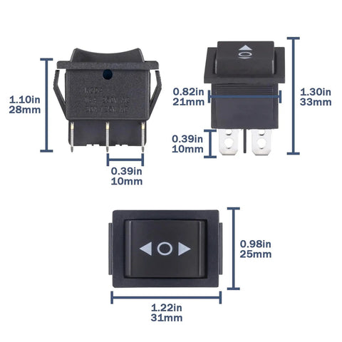 KCD4 DPDT Momentary Rocker Switch 6 Pin On Off On 3 Position 20A 125VAC 16A 250VAC Six Pack For Car Boat RVs And Home Projects Durable Black Housing 6 Terminal Control Toggle Switch, black 31mm x 25mm
