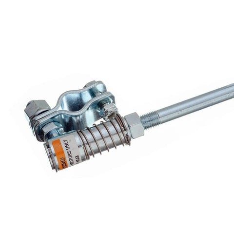 Close-up of Outboard Kicker Motor Steering Kit With Steering Wheel Linkage, 24 Inch Zinc Plated Rod, Quick Disconnect Assemblies