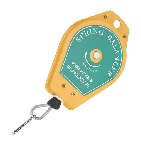 Heavy Duty Spring Balancer Tool Holder For 3-5kg Pneumatic Electric Equipment Saves Space Cuts Fatigue On Factory Assembly Lines With Safety Lock side view of tool holder.