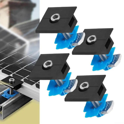 4 Pack Aluminum Alloy Solar Panel Mounting Bracket Clips With Wing Nuts Heavy Duty Roof Attachment Hardware on solar panel
