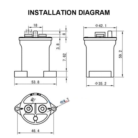 Installation diagram for Beefy High Voltage Electric Contactor Relay Switch For Ev Charger 12V 24V 36V 48V 72V Charging Station Power Module Sev100Ad.