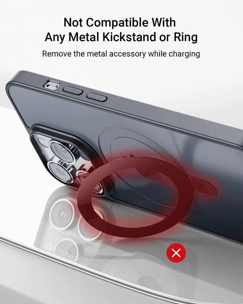 Wireless Charger For Thick 10mm Cases OtterBox Heavy Duty 3 In 1 Charging Dock compatibility warning without metal accessories.