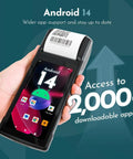 Android 14 Handheld POS with 58MM High Speed Thermal Printer and 5.5 Inch Touch Screen NFC Ready visible in hand