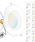 12 Pack 6 Inch LED Recessed Can Lights With Smooth Trim, Dimmable Retrofit Downlights, 965 Lumens, 13 Watt, 75 Watt Equivalent