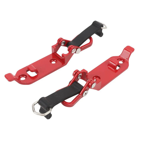 Two Pack Heavy Duty Roof Rack Shovel Holder with Metal Rubber Clamp Mount, red zinc alloy, for car truck garage organization.
